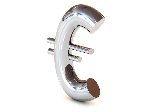 Metallo segno euro isolato su sfondo bianco — Foto Stock