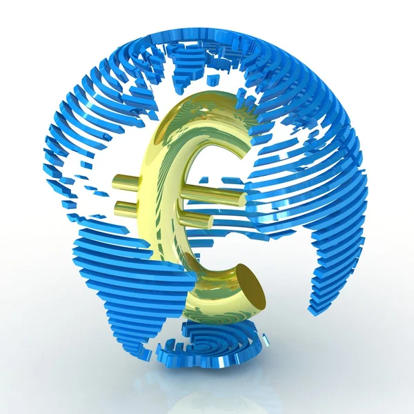 Streszczenie świecie symbolem euro wewnątrz. — Zdjęcie stockowe