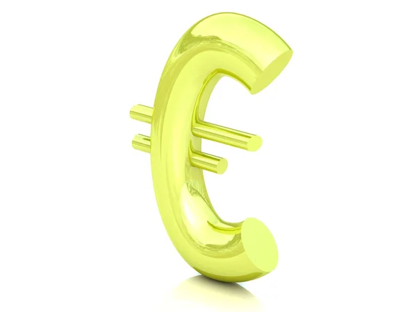 Signe euro doré isolé sur fond blanc — Photo
