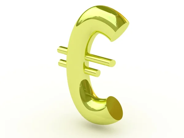 Signo dorado del euro aislado en suelo blanco —  Fotos de Stock