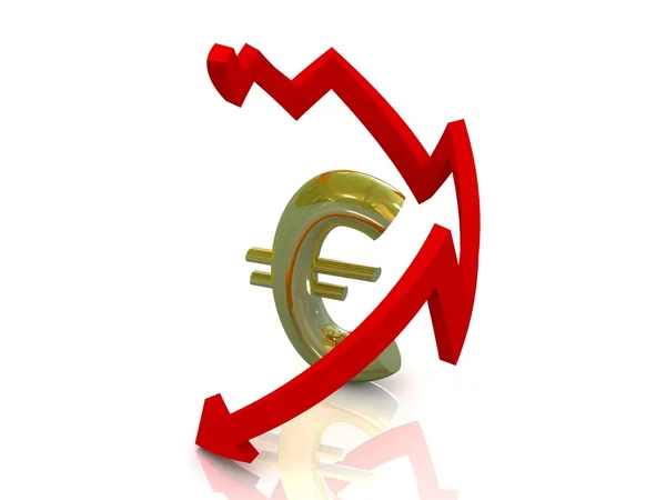 Att minska euro, vit bakgrund — Stockfoto