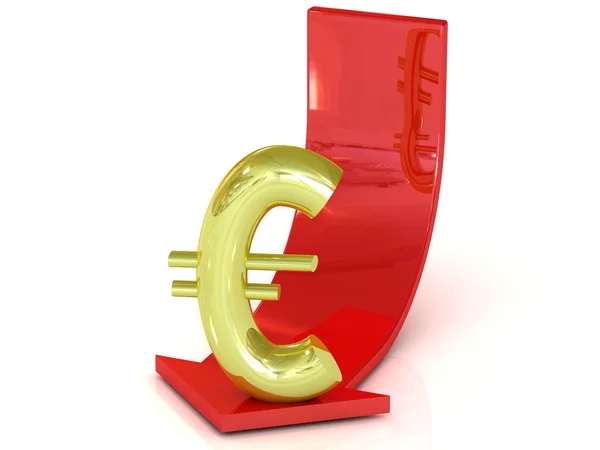 Зменшення євро, білий фон — стокове фото