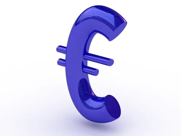 Segnale euro blu isolato su fondo bianco — Foto Stock