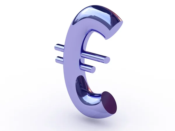 Blue metal euro sign isolated on white background — Stock Photo, Image