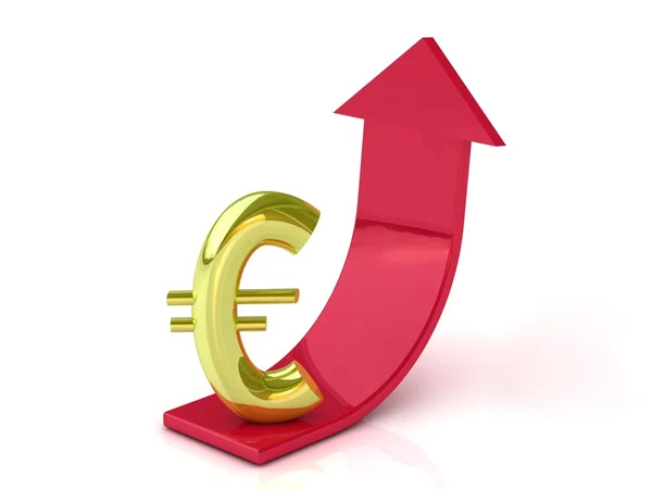 Рост евро, белый фон — стоковое фото