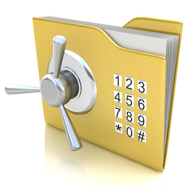 3d illustration of folder icon with security lock dial — ストック写真