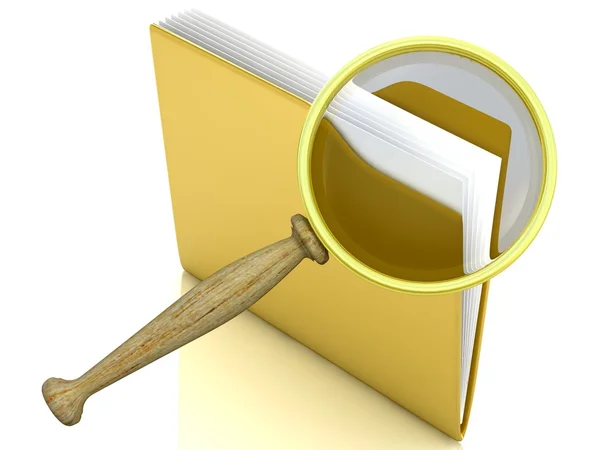 File search concept: folder and magnifying glass — Stock Photo, Image