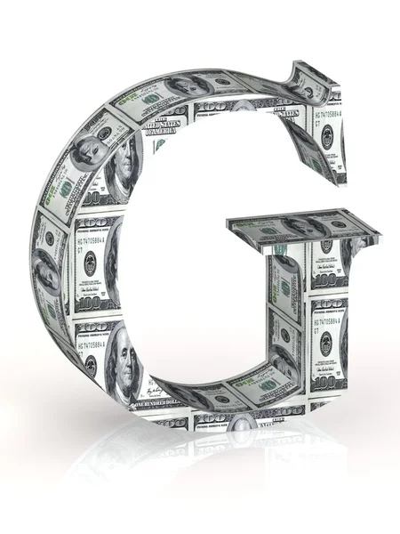Letter G 100 dollar wrapped. — Stock Photo, Image