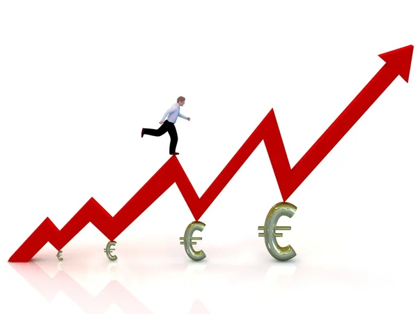 Gráfico de negócios em crescimento com empresário em execução . — Fotografia de Stock