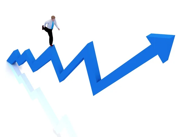 Grafico aziendale in crescita con uomo d'affari in corsa . — Foto Stock