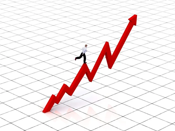 Wirtschaftswachstum mit laufendem Geschäftsmann. — Stockfoto