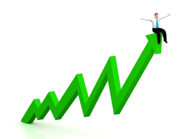 Gráfico de negocio en crecimiento con empresario en funcionamiento . —  Fotos de Stock