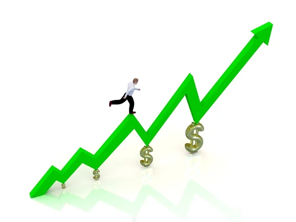 ビジネスマンを実行している成長しているビジネスのグラフ. — ストック写真