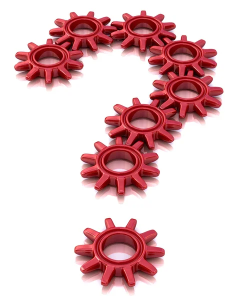 Question mark from red abstract gears — Stock Photo, Image