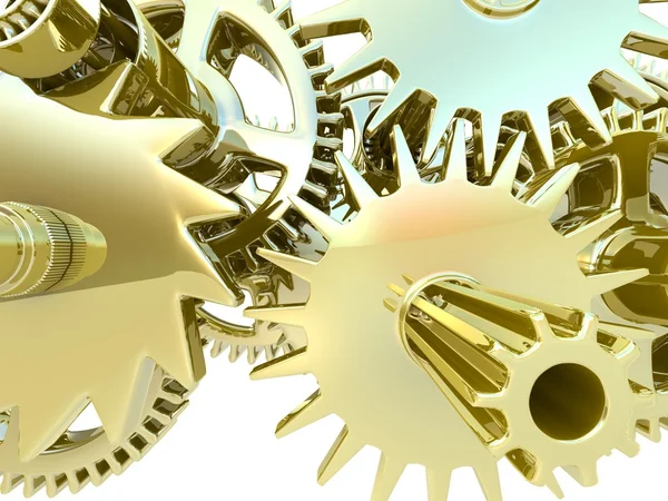 3d golden gears. Work concept. — Stock Photo, Image