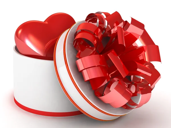 Сердце в круге подарочная коробка — стоковое фото