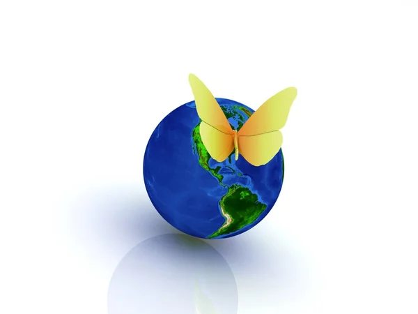 stock image Globe with butterfly