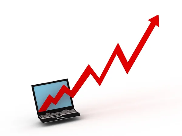 Přenosný počítač s obchodní graf — Stock fotografie