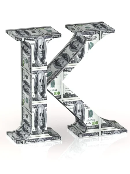 Letter K 100 dollar wrapped. — Stock Photo, Image