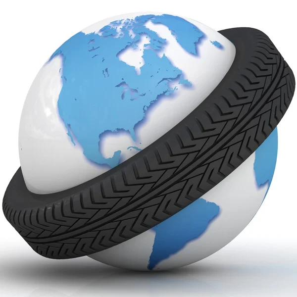 Cintura da un pneumatico darà su un globo — Foto Stock
