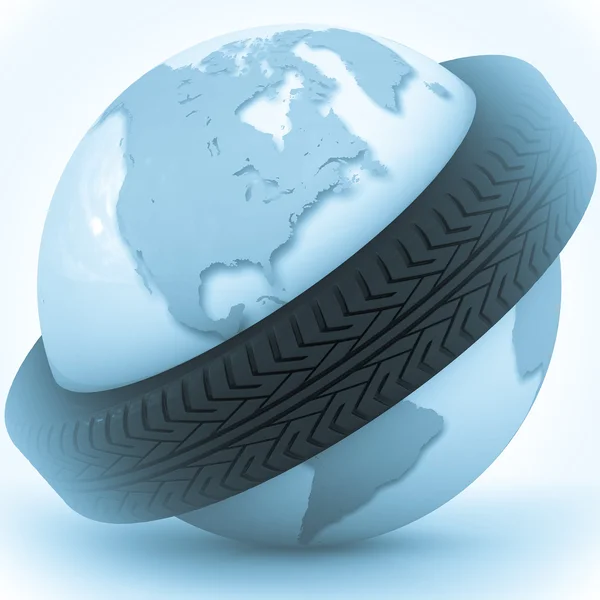 Belt from a tire will give on a globe — Stock Photo, Image