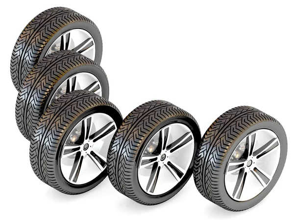 New car wheels isolated on the white background — Stock Photo, Image