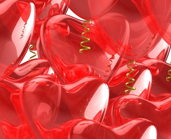 Kırmızı kalp balonlar. — Stok fotoğraf