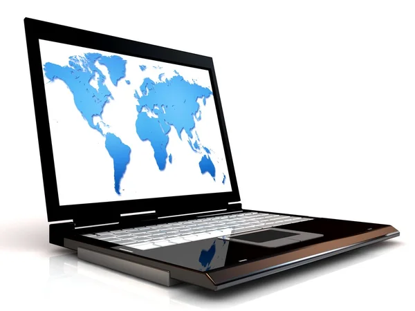 World map on the computer — Stock Photo, Image