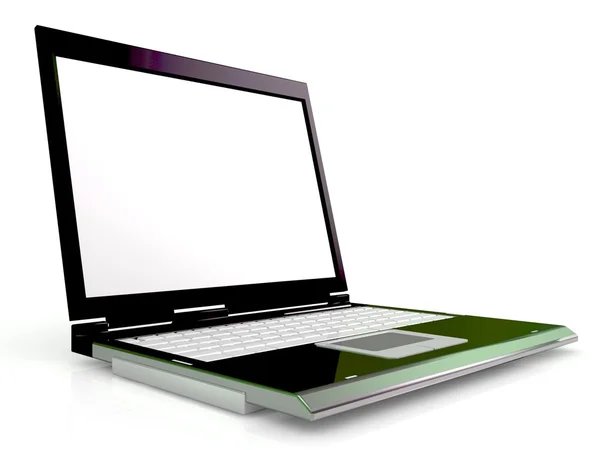 Na białym tle z pustego ekranu laptopa. — Zdjęcie stockowe