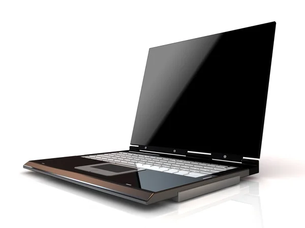 Laptop isoliert mit leerem Bildschirm. — Stockfoto