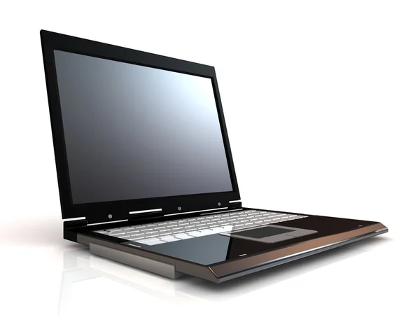 Laptop isolato su sfondo bianco con schermo vuoto . — Foto Stock