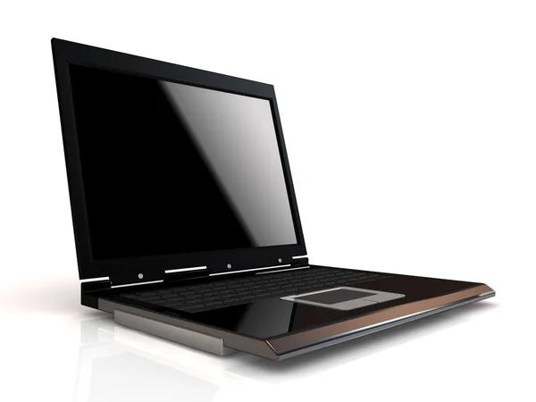Laptop isolerad på vit bakgrund med blank skärm. — Stockfoto