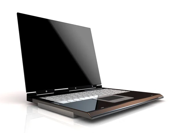 빈 화면을 흰색 배경에 고립 된 노트북. — 스톡 사진