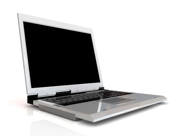 孤立与黑色的屏幕在白色背景上的笔记本电脑. — 图库照片