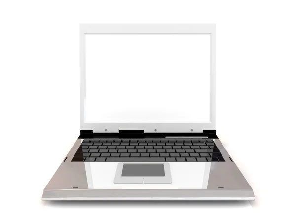 Laptop aislado sobre fondo blanco con pantalla blanca . — Foto de Stock