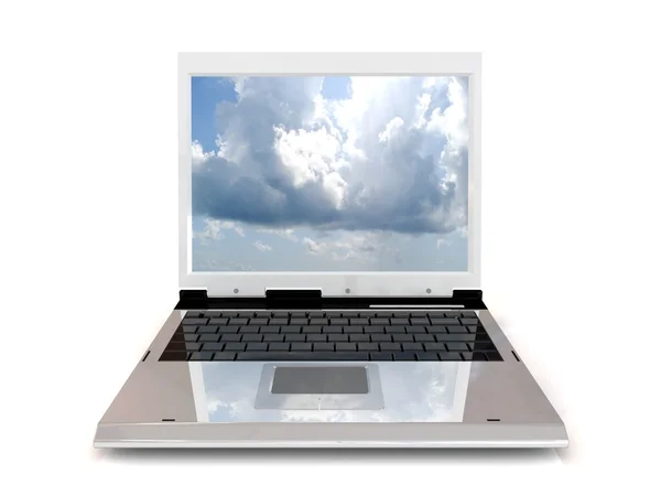 Bärbar dator med sky skärm — Stockfoto
