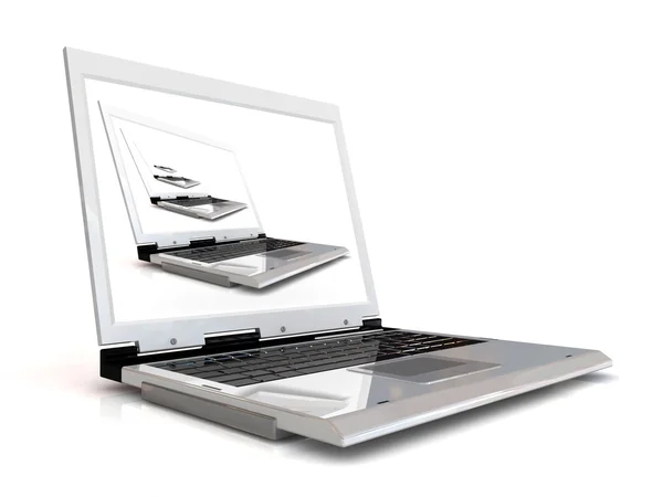 Přenosný počítač s notebookem na obrazovce. — Stock fotografie