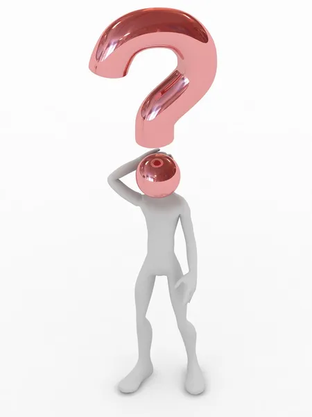 3D person karaktär och ett frågetecken - 3d render illustration. — Stockfoto