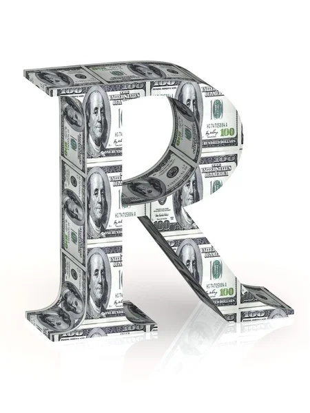 Letter R 100 dollar wrapped. — Stock Photo, Image