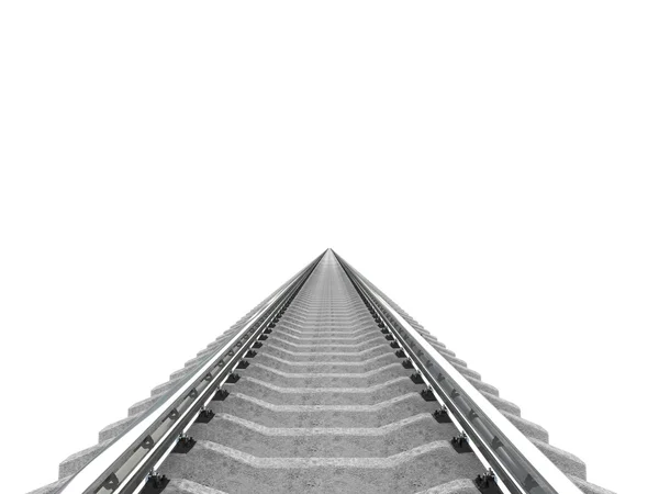Beyaz arka plan üzerinde demiryolu. 3D görüntü — Stok fotoğraf
