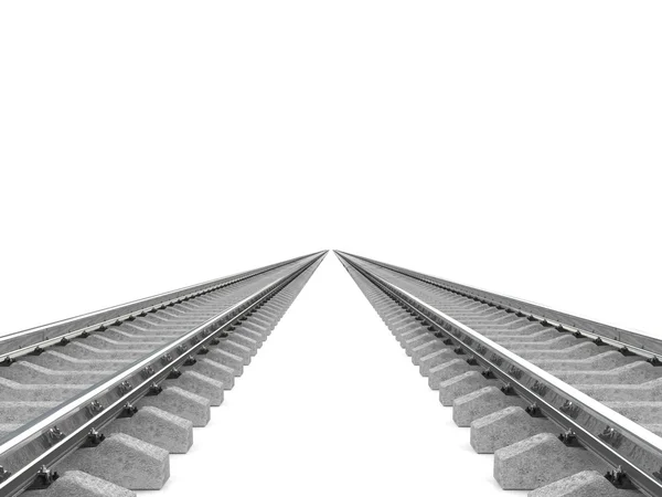 Железная дорога на белом фоне. 3D изображение — стоковое фото