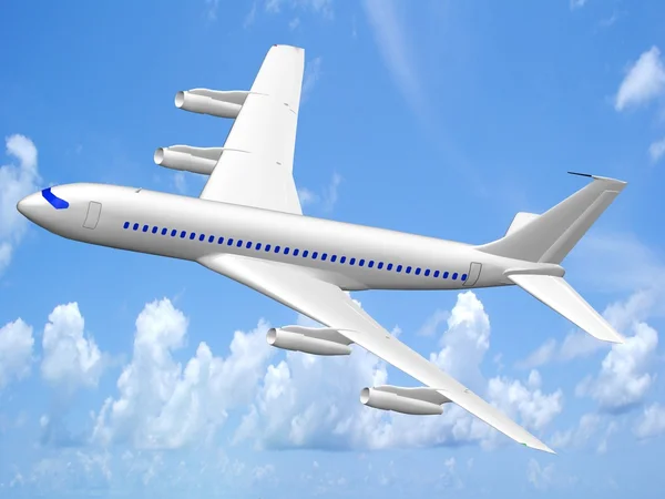Flying jet airplane. — Stock Photo, Image