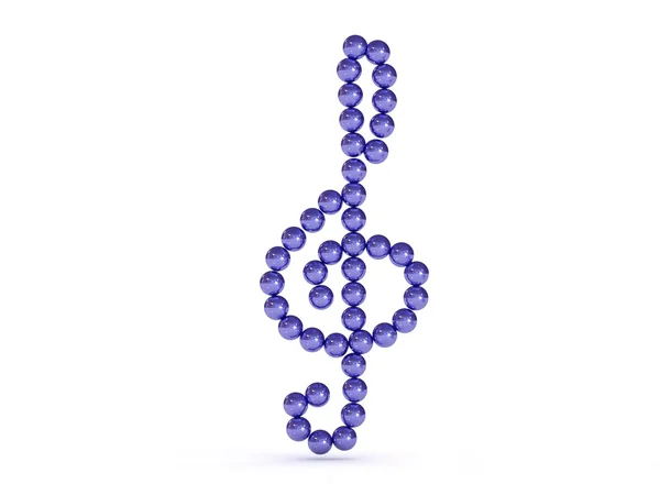 3D-Musik-Taste in blau reflektieren Kugel auf weiß — Stockfoto