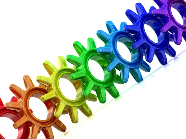 Colour gears isolated on white. Work concept. — Stock Photo, Image