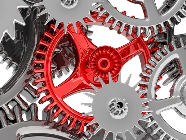 3D金属齿轮背景。工作概念. — 图库照片