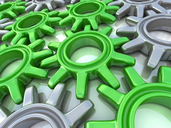 Green gears isolated on white. Work concept. — Stock Photo, Image