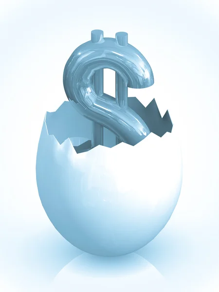Dólar símbolo en cáscara rota huevo . — Foto de Stock