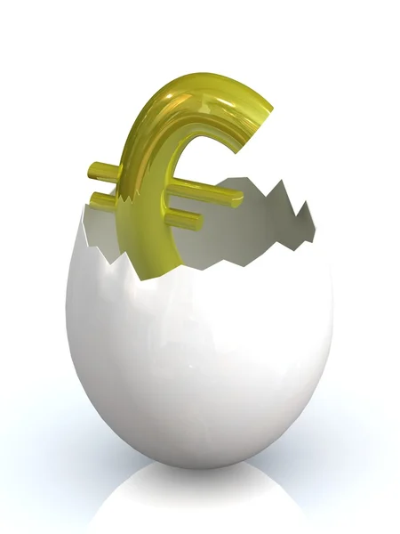 Eurosymbool in ei gebroken shell. — Stockfoto