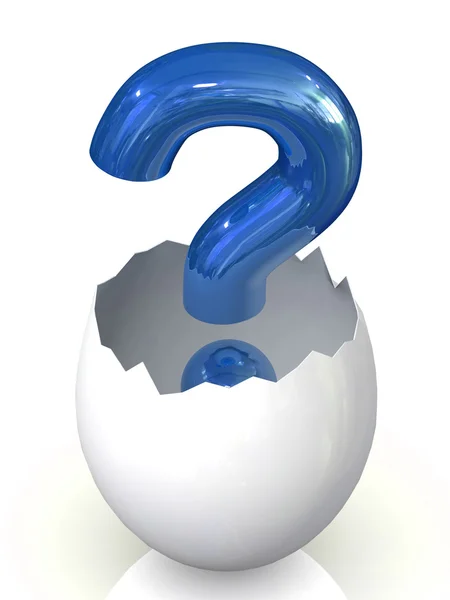 Знак вопроса в скорлупе яйца — стоковое фото