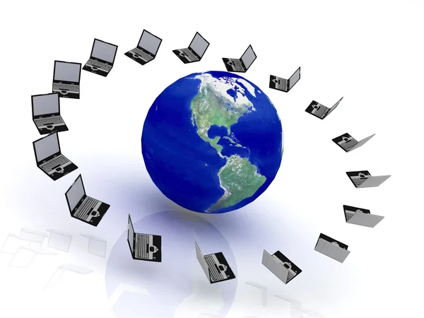 Computernetwerk rond de wereld — Stockfoto
